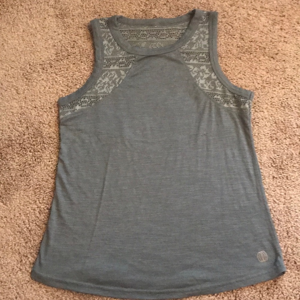 Gray lace yoga tank top